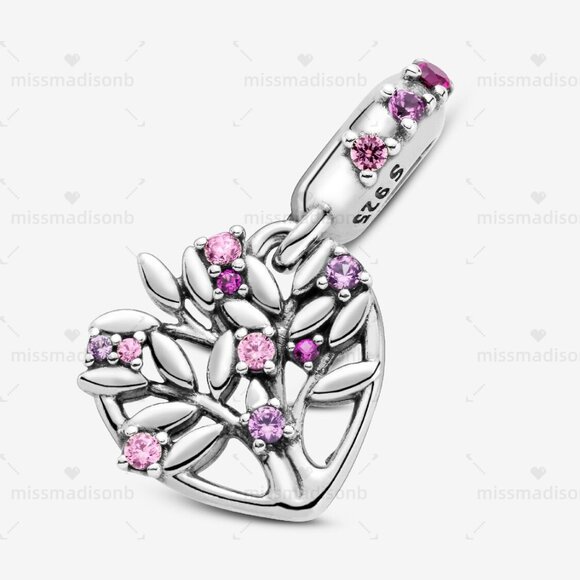Pandora Pink Heart Family Tree Dangle Charm - Picture 4 of 6